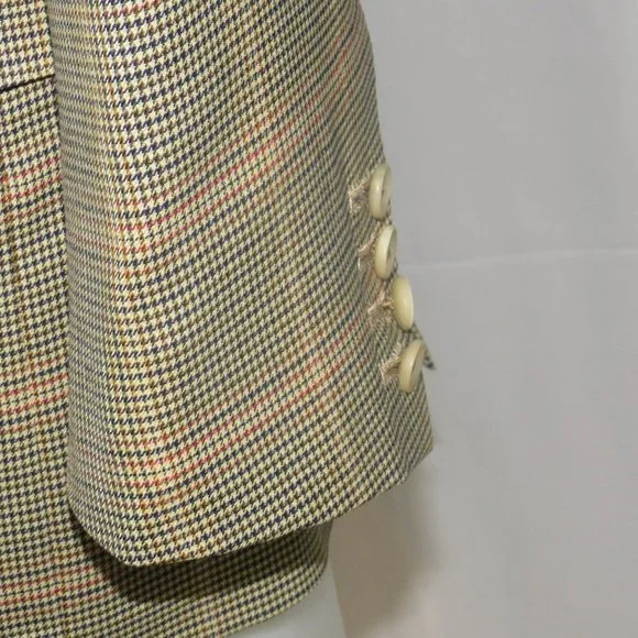 Isaia Base S Silk Blend Check Overplaid Three Button Sport Coat 38R